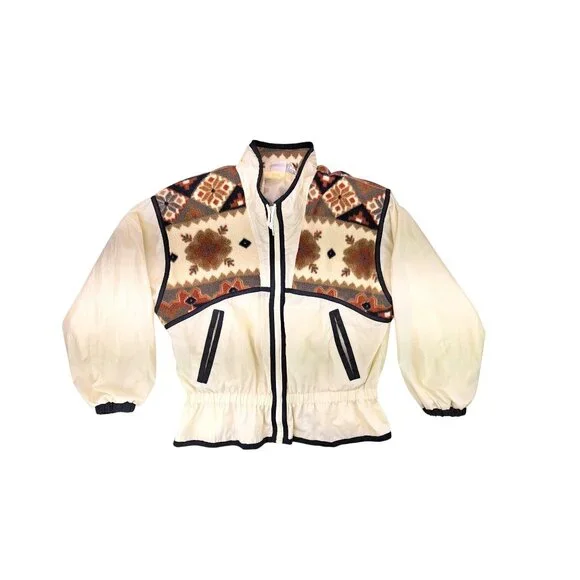 Vintage Athletic Works Track Suit Jacket Pants Set Women Medium Brown Tan Aztec - Picture 2 of 13